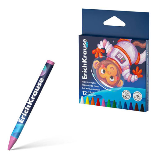 Picture of EK KIDS SPACE ANIMALS TRIANGULAR WAX CRAYONS X12